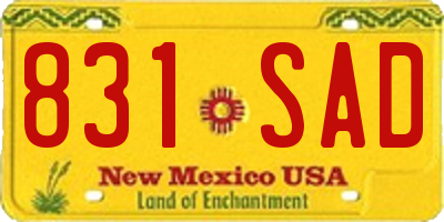 NM license plate 831SAD