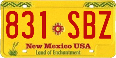 NM license plate 831SBZ