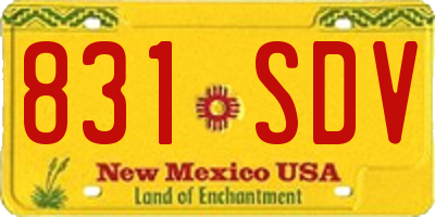 NM license plate 831SDV