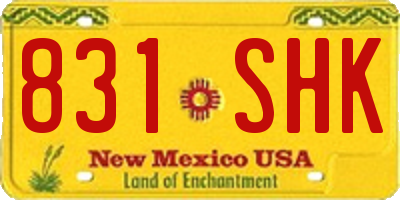 NM license plate 831SHK