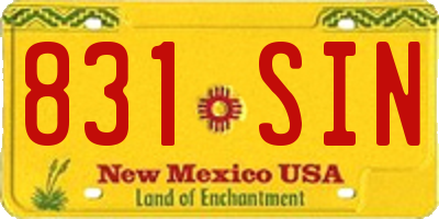 NM license plate 831SIN