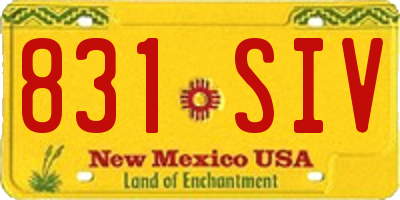NM license plate 831SIV