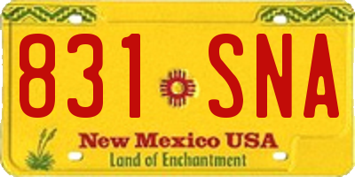 NM license plate 831SNA