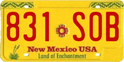 NM license plate 831SOB