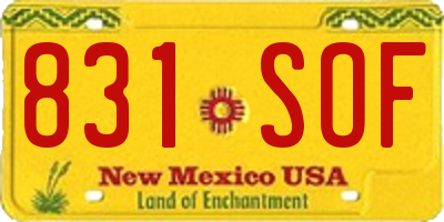 NM license plate 831SOF