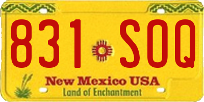 NM license plate 831SOQ