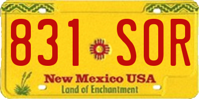 NM license plate 831SOR