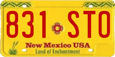 NM license plate 831STO