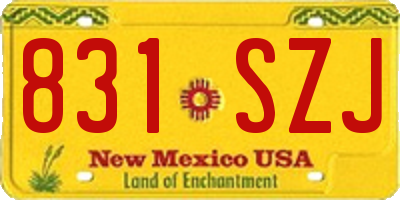 NM license plate 831SZJ