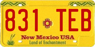 NM license plate 831TEB