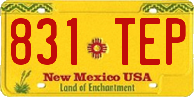 NM license plate 831TEP