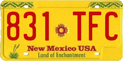 NM license plate 831TFC