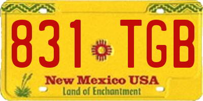 NM license plate 831TGB