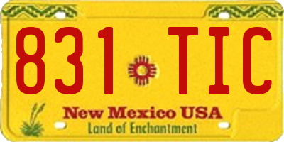 NM license plate 831TIC