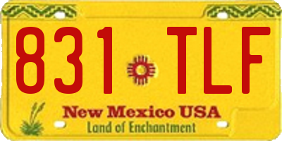 NM license plate 831TLF
