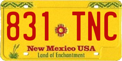 NM license plate 831TNC
