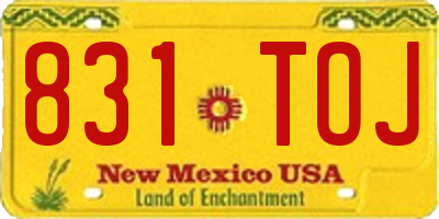NM license plate 831TOJ