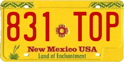 NM license plate 831TOP