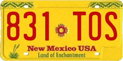 NM license plate 831TOS