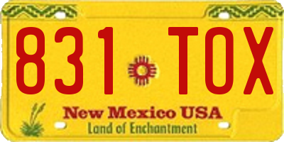 NM license plate 831TOX