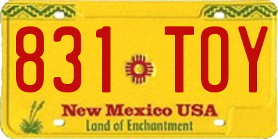 NM license plate 831TOY