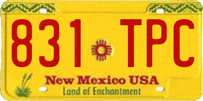 NM license plate 831TPC