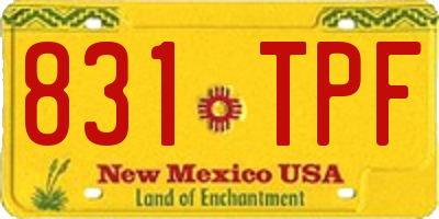 NM license plate 831TPF
