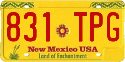 NM license plate 831TPG