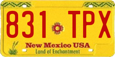 NM license plate 831TPX