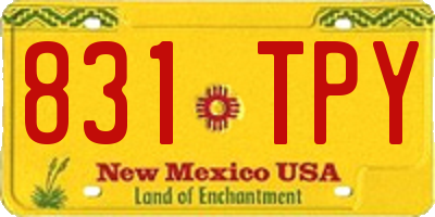 NM license plate 831TPY