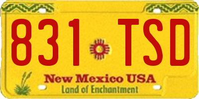 NM license plate 831TSD