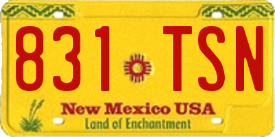 NM license plate 831TSN