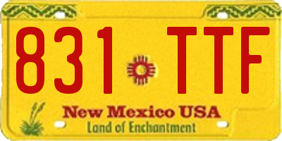 NM license plate 831TTF