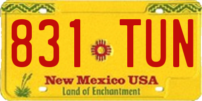 NM license plate 831TUN