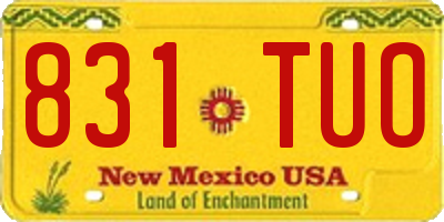 NM license plate 831TUO