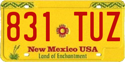 NM license plate 831TUZ