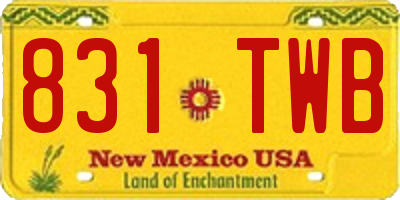 NM license plate 831TWB