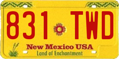 NM license plate 831TWD