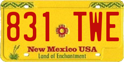 NM license plate 831TWE
