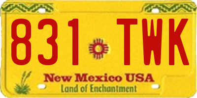 NM license plate 831TWK