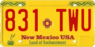 NM license plate 831TWU