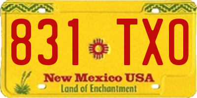 NM license plate 831TXO
