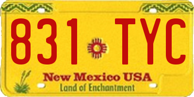 NM license plate 831TYC
