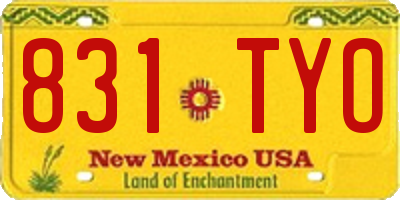 NM license plate 831TYO