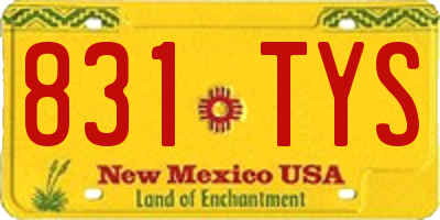 NM license plate 831TYS
