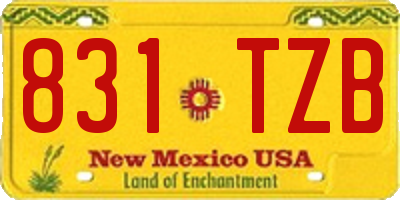 NM license plate 831TZB