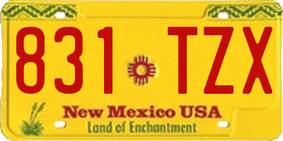 NM license plate 831TZX