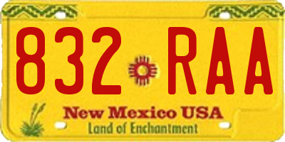 NM license plate 832RAA