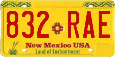 NM license plate 832RAE