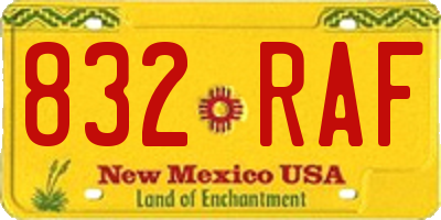 NM license plate 832RAF